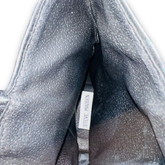 Steve Madden PGRAMIS Black Leather Ankle Boots Women's 7.5 - Picture 9 of 12